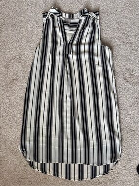 H&M Black & White Vertical Stripe Sleeveless Midi Dress